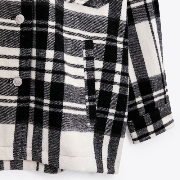 ZARA Black and White Plaid Oversized Shacket - Picture 5 of 13